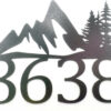 Address Plaque With Mountains Metal House Numbers Outdoor Rustic Laser Cut Metal Silver Vein Shown 2