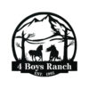 Custom Wild Horses Monogram Cut Metal Sign 2