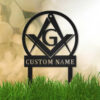 Masonic Freemasonry Monogram Metal Yard Art Masonic Metal Yard Art Farmhouse Decor Office Wall Art Housewarming Outdoor Metal Sign 2