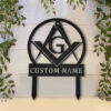 Masonic Freemasonry Monogram Metal Yard Art Masonic Metal Yard Art Farmhouse Decor Office Wall Art Housewarming Outdoor Metal Sign 3