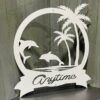Metal Dolphin Monogram Last Name Sign Address Sign Plasma Cut Sign Art Ocean Palm Tree 2