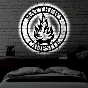 Personalized Cottage LED Metal Art Sign Light up Campfire Metal Sign Multi Colors Custom Sign Metal Bar Wall Art LED Wall Art Gift 1
