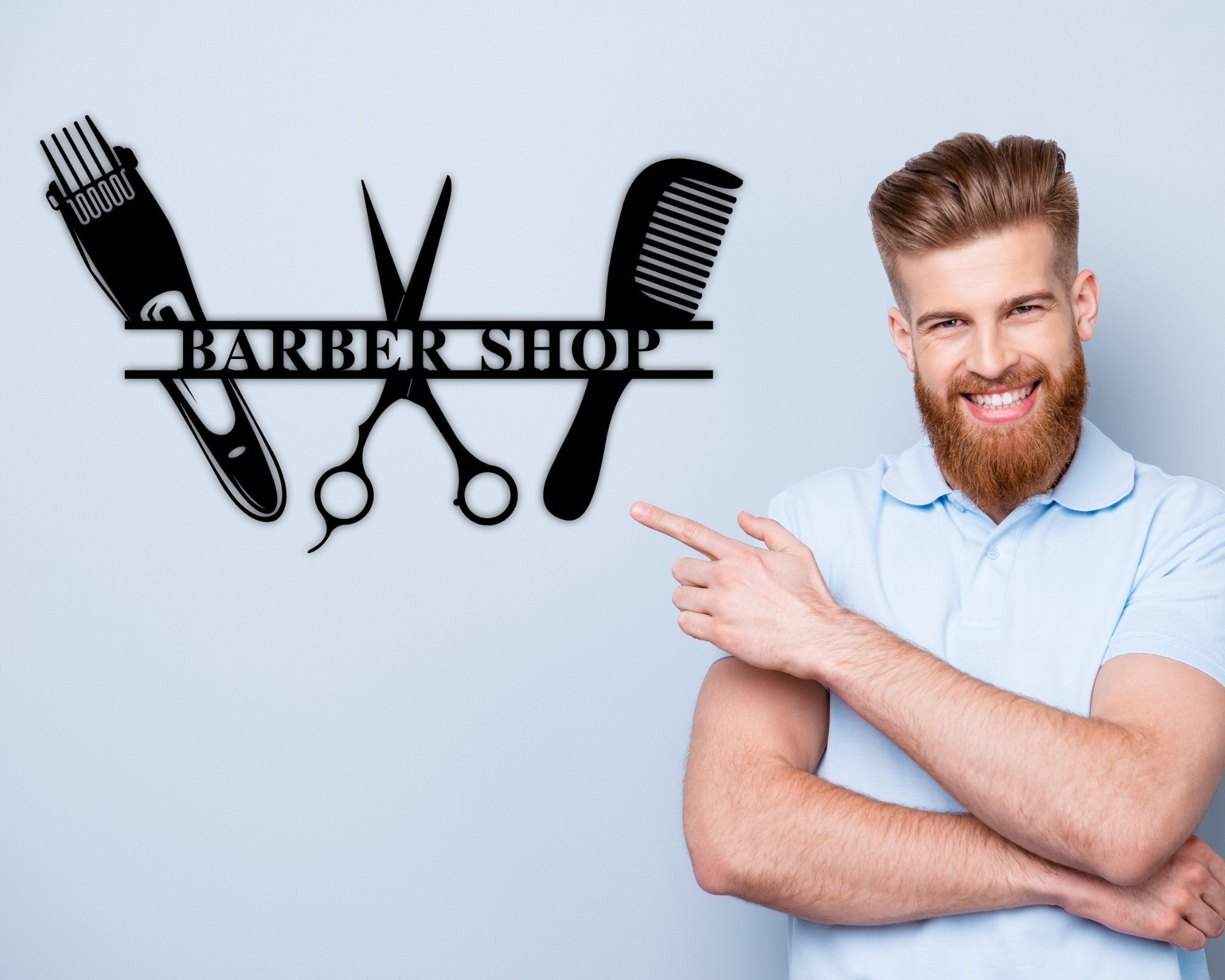 Barber Shop Sign Barber Shop Decor Custom Business Sign Handmade Business Metal Sign Personalized Metal Barber Sign Vintage Style Sign Metal Laser Cut Metal Signs Custom Gift Ideas 2.jpg