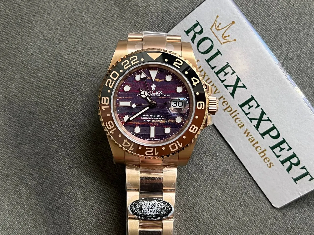 Superclone Rolex GMT Master II 40 mm 126715CHNR Tiger Iron Dial 8.webp