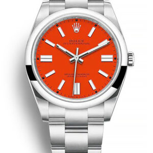 replica rolex oyster perpetual lady 41mm coral red dial 124300.jpg